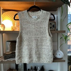 Club Monaco Cream Knit Sleeveless Sweater Vest